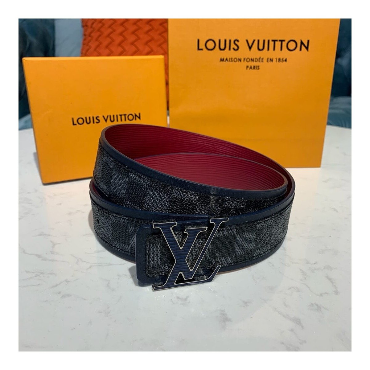 Louis Vuitton Damier Graphite LV Initiales 40mm Reversible Belt M0197U