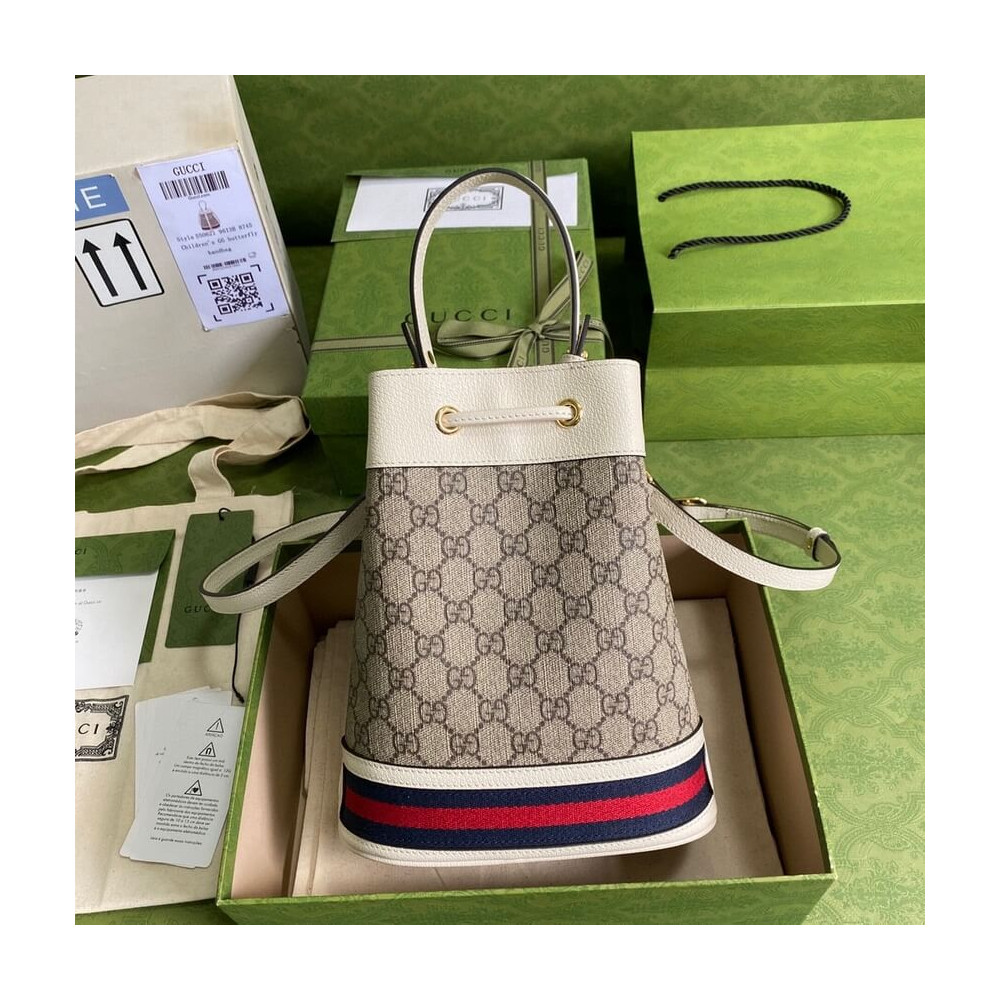 Gucci Ophidia Small GG Bucket Bag 550621 White