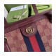 Gucci Ophidia Medium Tote With Web in Burgundy GG Canvas 631685