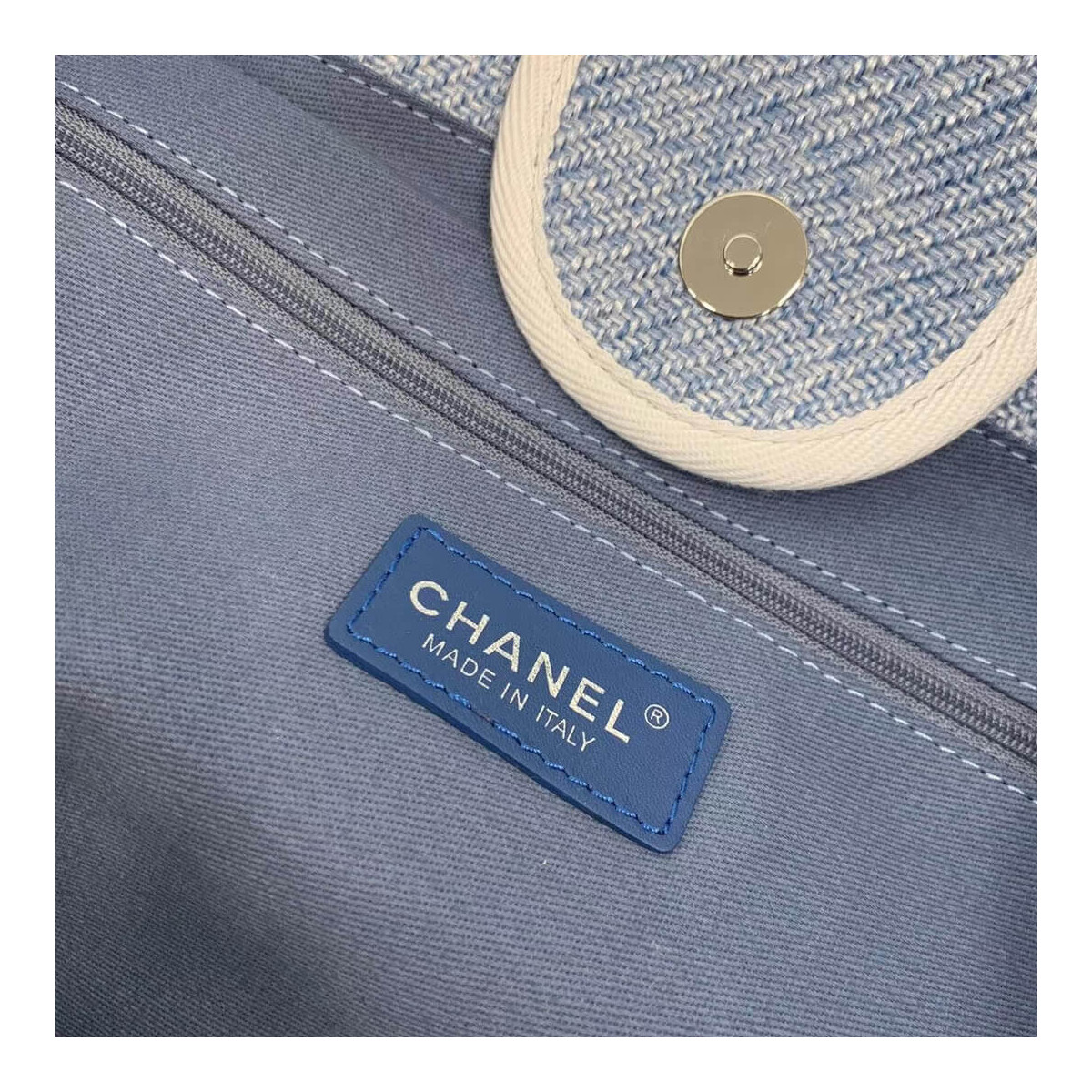 Chanel Deauville Tote 38cm Canvas Bag A66941 Light Blue