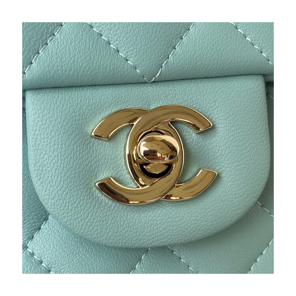 Chanel Mini Flap Bag With Top Handle AS2431 in Iridescent Lambskin