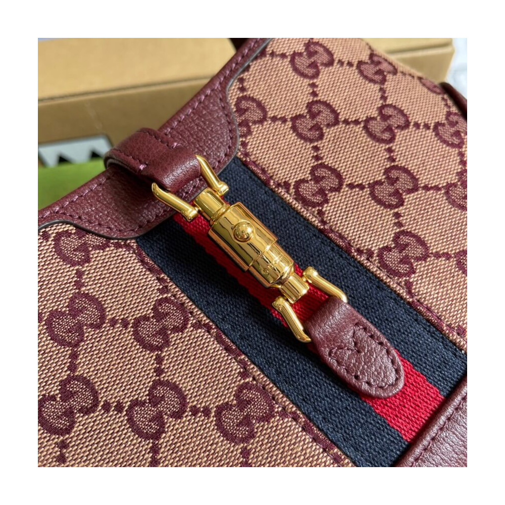 Gucci Jackie 1961 Mini Shoulder Bag 637092 in Burgundy GG Canvas