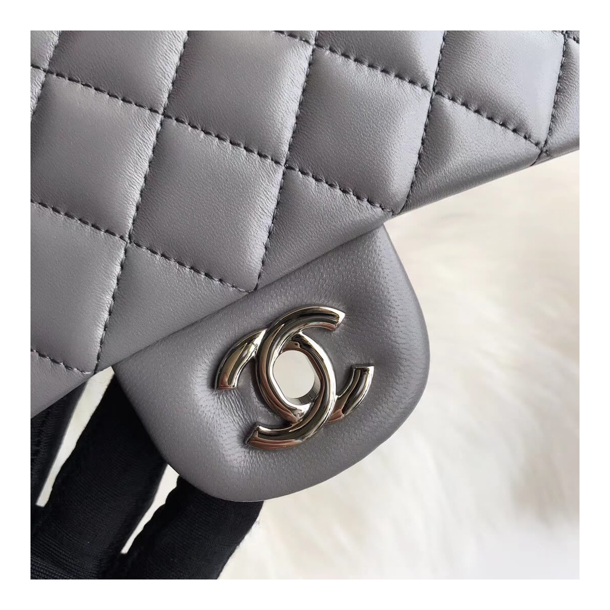 Chanel 1112 Grey Medium Size 2.55 Lambskin Leather Flap Bag