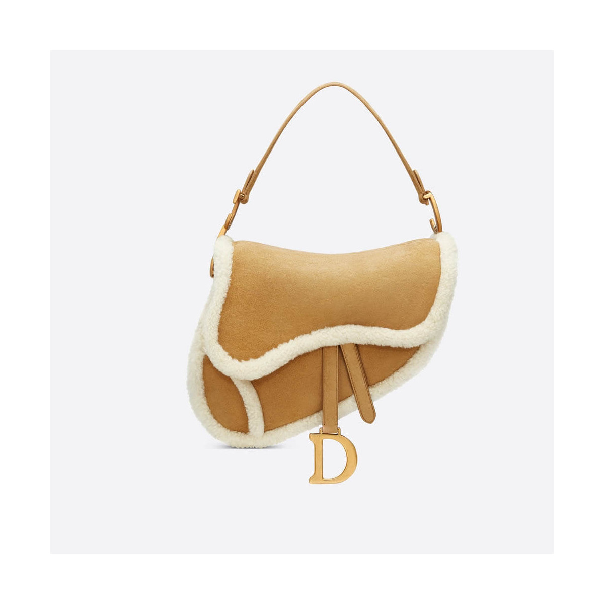 Christian Dior Saddle Bag in Camel-Colored Shearling M0446