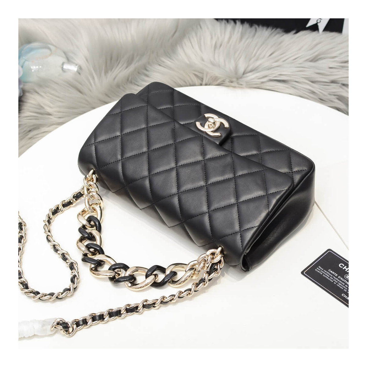 Chanel Flap Bag With Large Bi-Color Chain AS1354