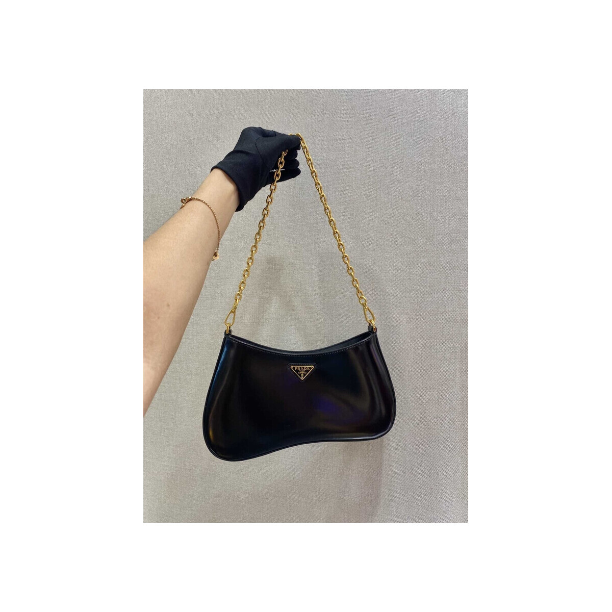 Prada Leather Chain Hobo Bag 1BC148