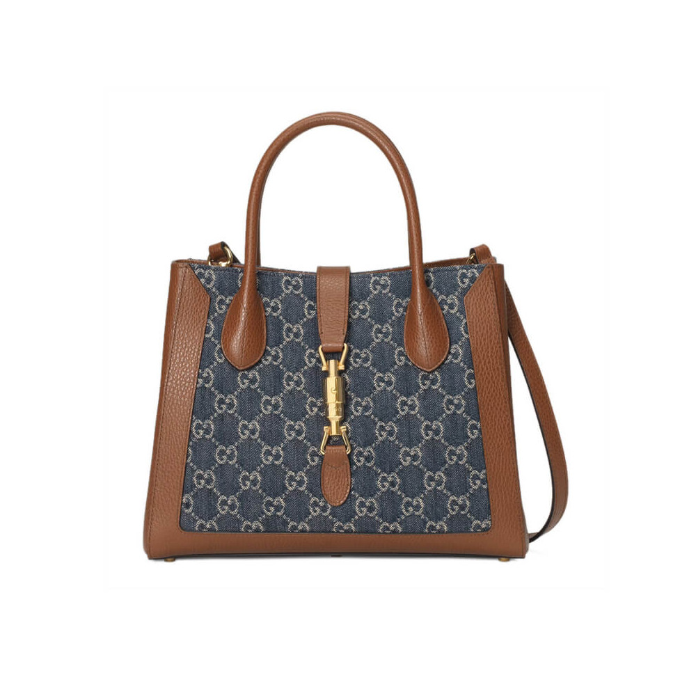 Gucci Jackie 1961 Medium Tote Bag in Blue Denim 649016