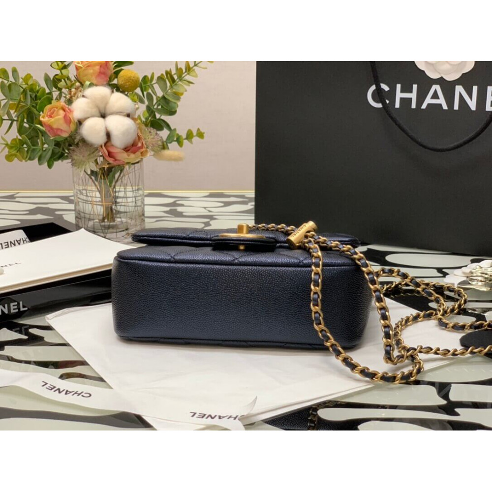 Chanel Caviar Calfskin Pearl Crush Gold Ball Mini Flap Bag 99097