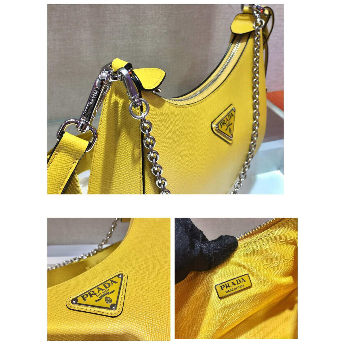 Prada Hobo Re Edition Leather Cross Body Bag 1BH204