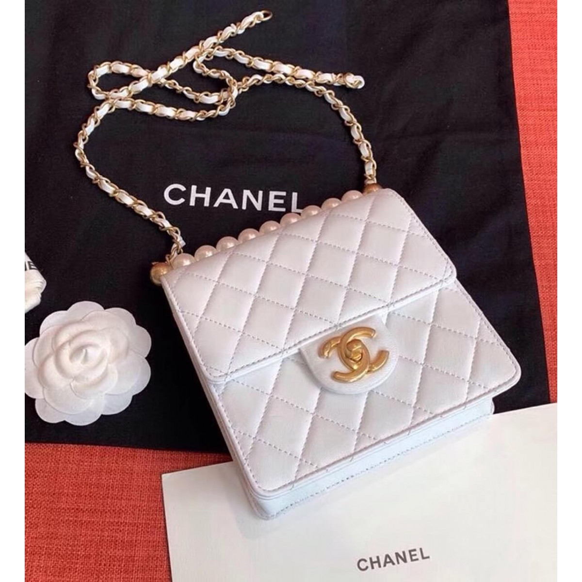 Chanel Small Pearl Chain Flap Bag AS0584