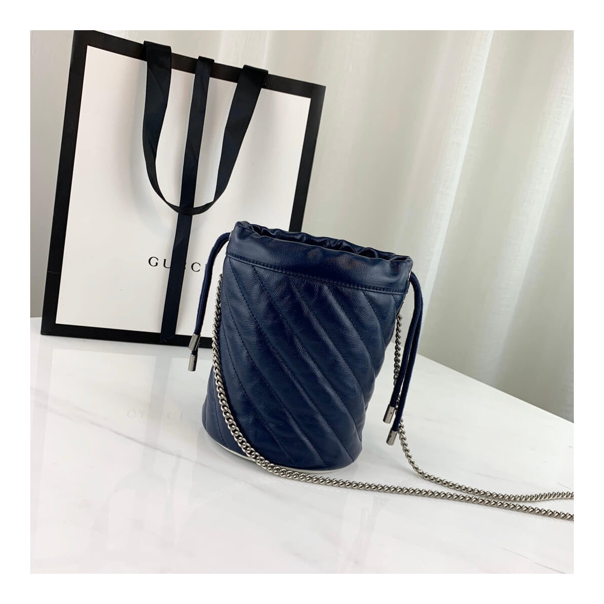 Gucci GG Marmont Mini Bucket Bag 573817 Blue