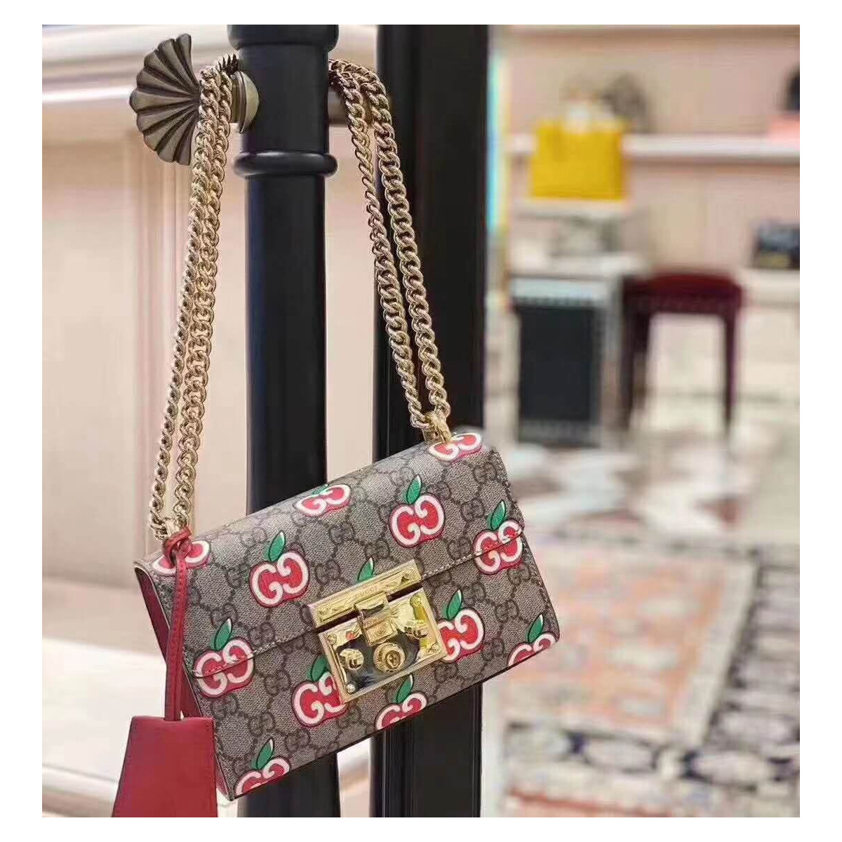 Gucci GG Apple Print Padlock Small Shoulder Bag 409487