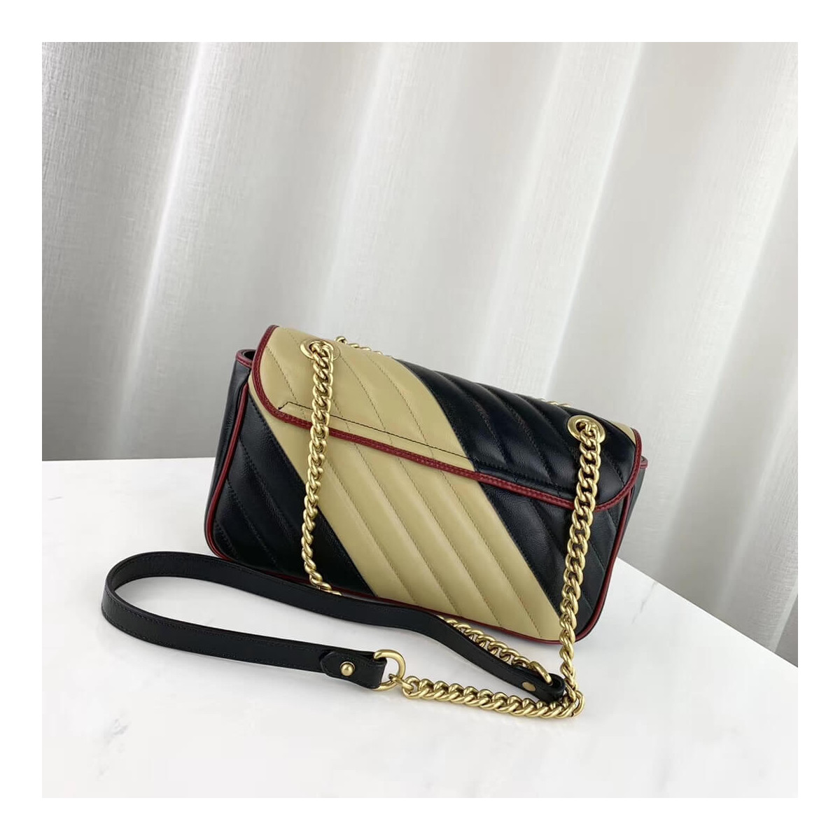 Gucci GG Marmont Small Shoulder Bag 443497 Beige/Black