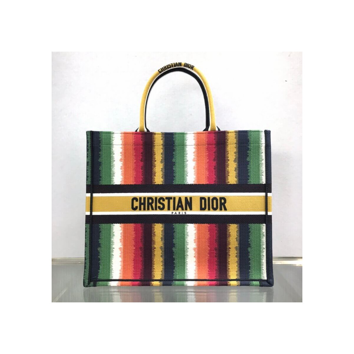 Dior Book Tote Multicolor D-Stripes Embroidery M1286