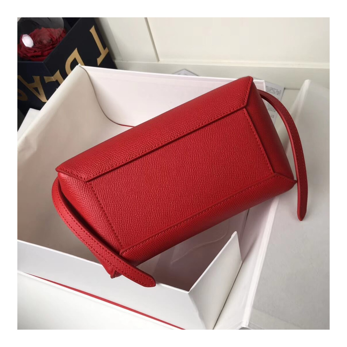 Celine Micro Belt Bag In Grained Calfskin 189153 Red