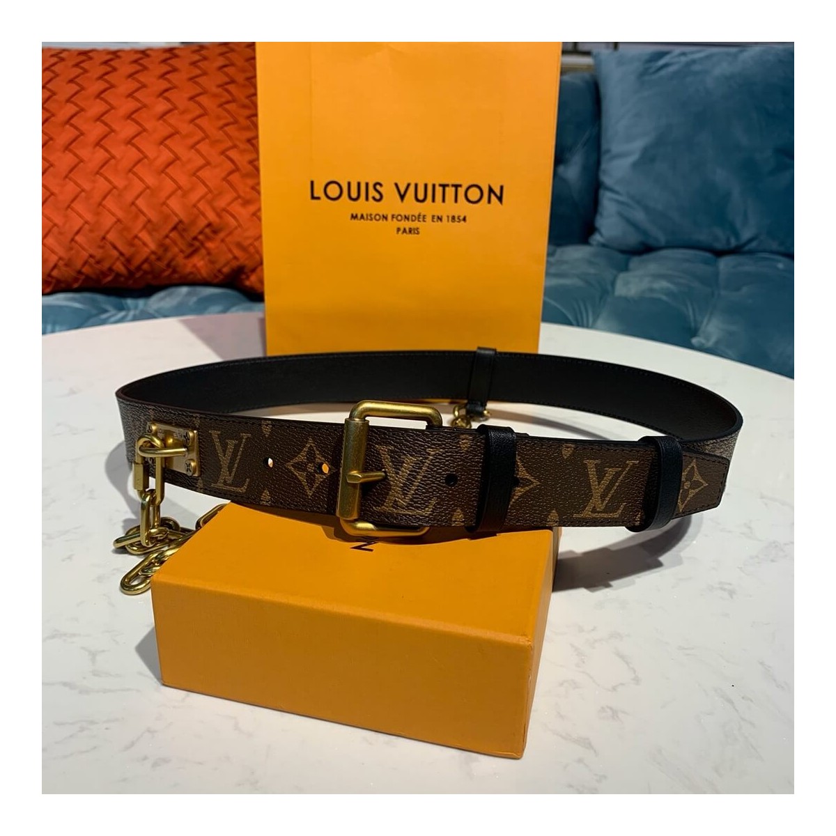 Louis Vuitton Signature Chain 35mm Belt M0180T