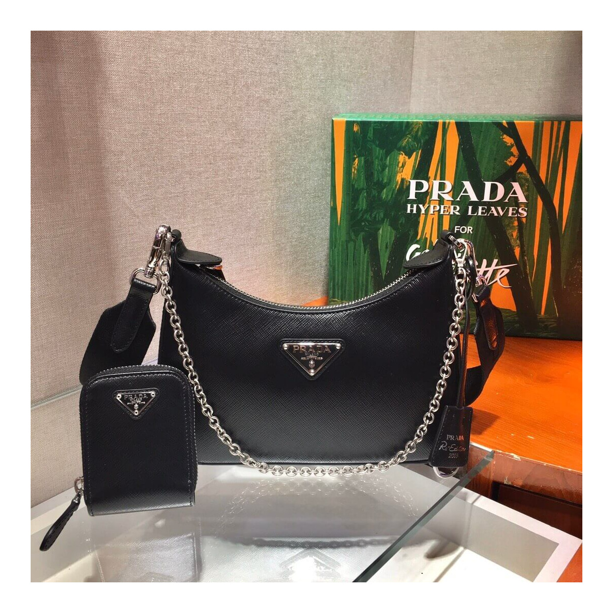 Prada Hobo Re Edition Leather Cross Body Bag 1BH204