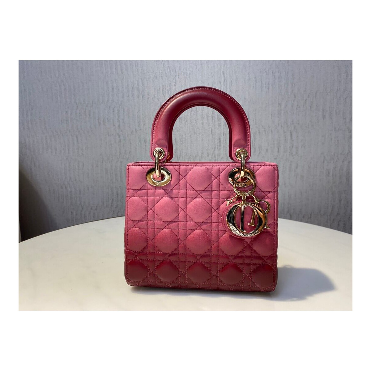 Lady Dior My ABCDior Bag in Strawberry Pink Gradient Cannage Lambskin M0538