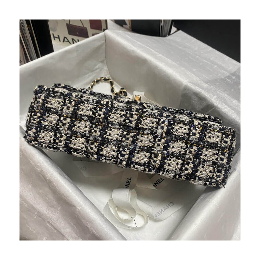 Chanel  Classic Flap Bag in Black/Beige Glittered Tweed 1112