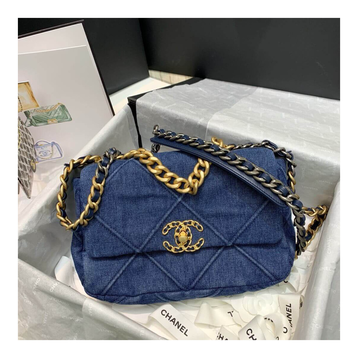 Chanel 19 Small Flap Bag AS1160 Denim