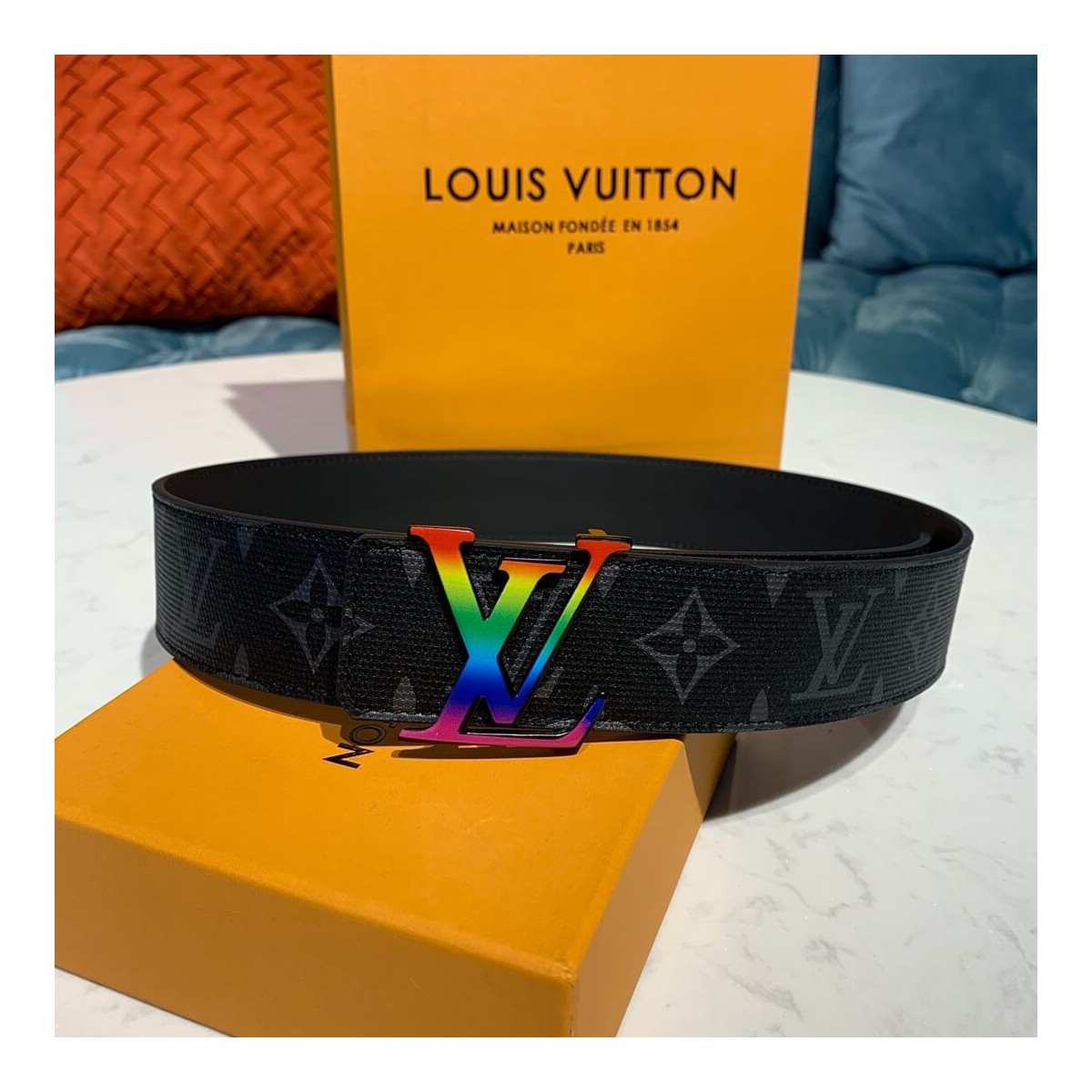 Louis Vuitton Monogram Eclipse LV Initiales 40mm Reversible MP130T