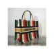 Dior Small Book Tote Multicolor D-Stripes Embroidery M1296