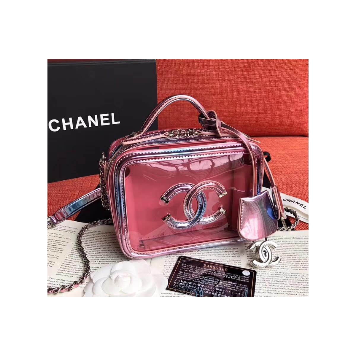 Chanel Vanity Case In Multicolour PVC A93343 Pink