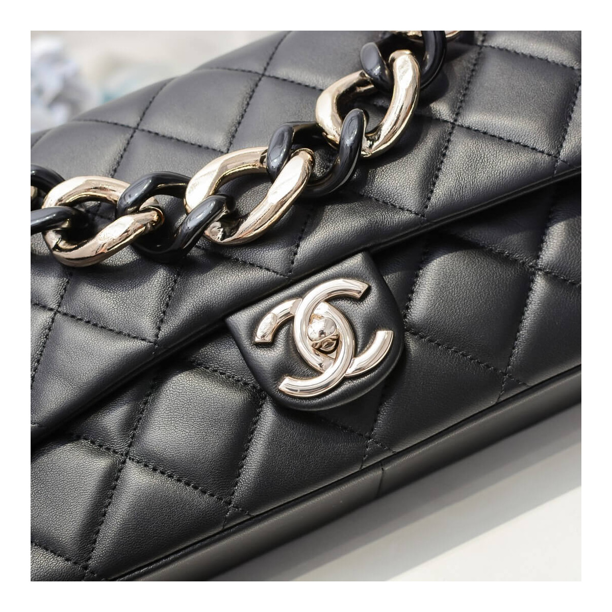 Chanel Flap Bag With Large Bi-Color Chain AS1354