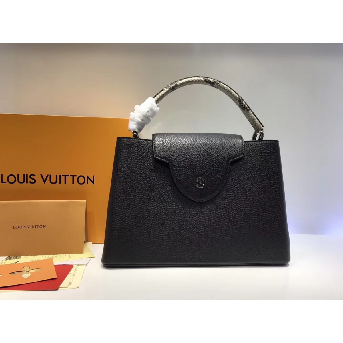 Louis Vuitton Taurillon Leather And Python Capucines MM N91711