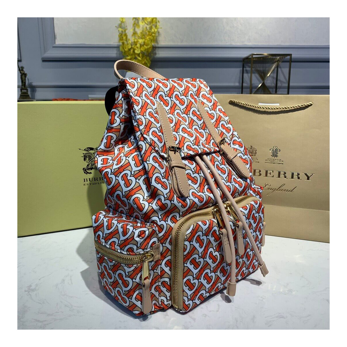 Burberry The Medium Rucksack in Monogram Print Nylon 80134111