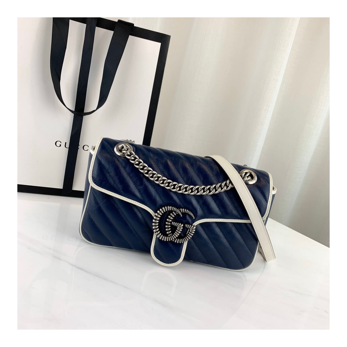 Gucci GG Marmont Small Shoulder Bag 443497 Blue