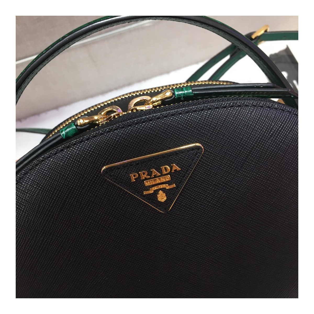 Prada Saffiano and Crocodile Leather Odette Bag 1BH123