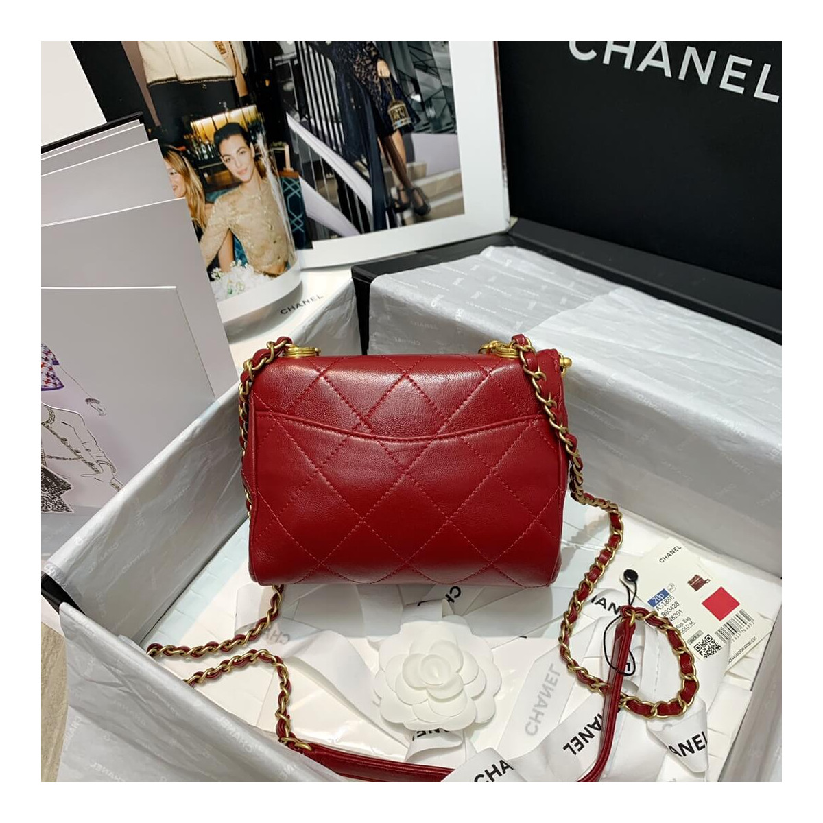 Chanel Lambskin Kiss-Lock Clasp Bag AS1886