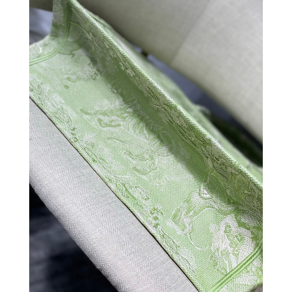 Dior Book Tote Lime Toile de Jouy Reverse Embroidery M1286