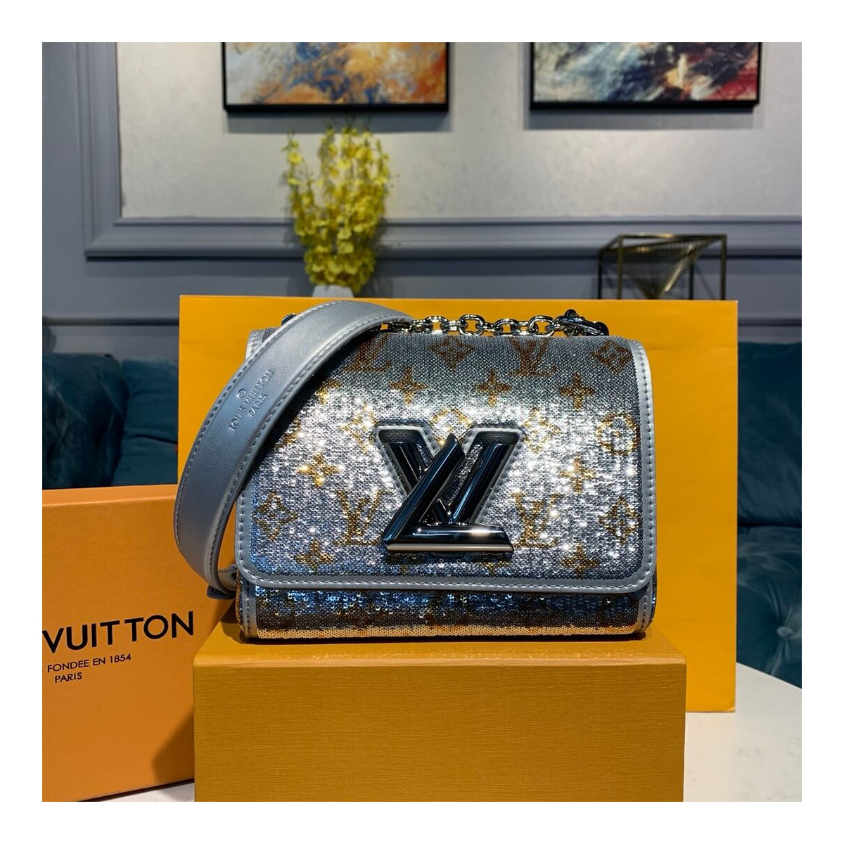 Louis Vuitton Twist PM with Silver Sequins M55842