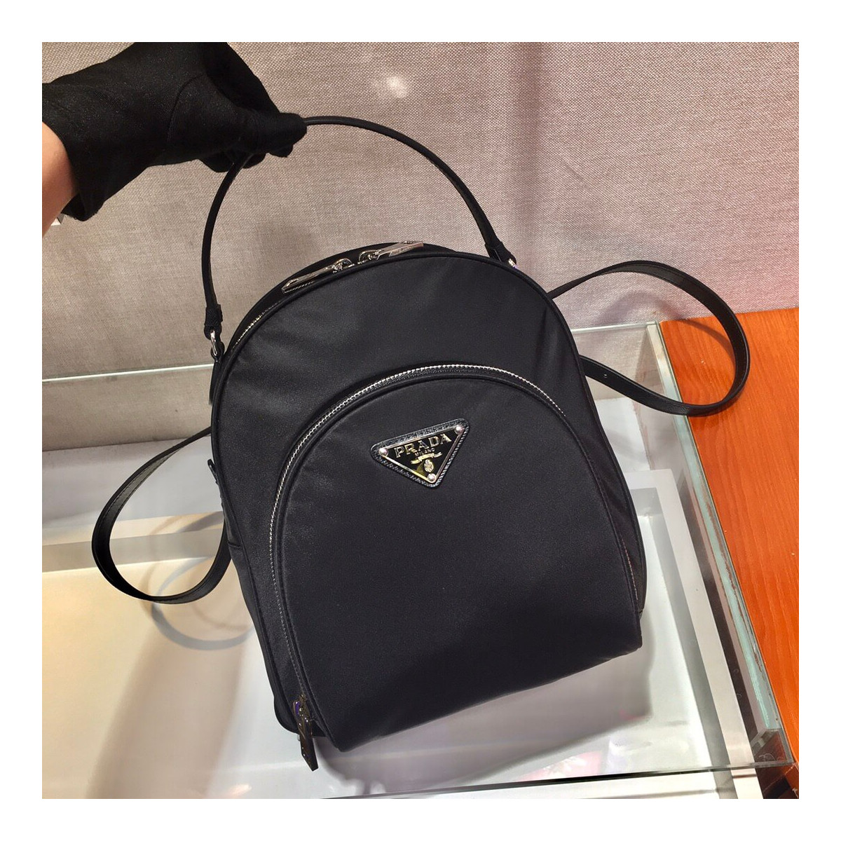 Prada Nylon And Saffiano Leather Backpack 1BZ3811