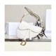 Christian Dior Mini Saddle Bag in White Oblique Jacquard M0447