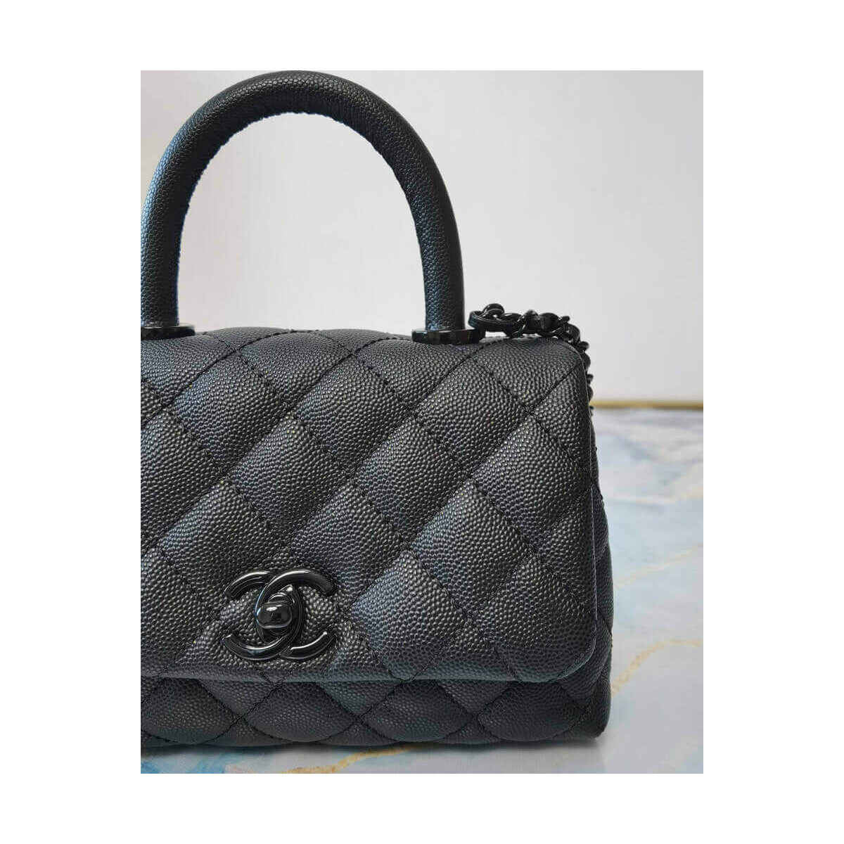 Chanel Mini Coco Handle Ultra Matte Bag in Grained Calfskin AS2215