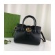 Gucci Small Top Handle Bag with Double G in Black Leather 658450