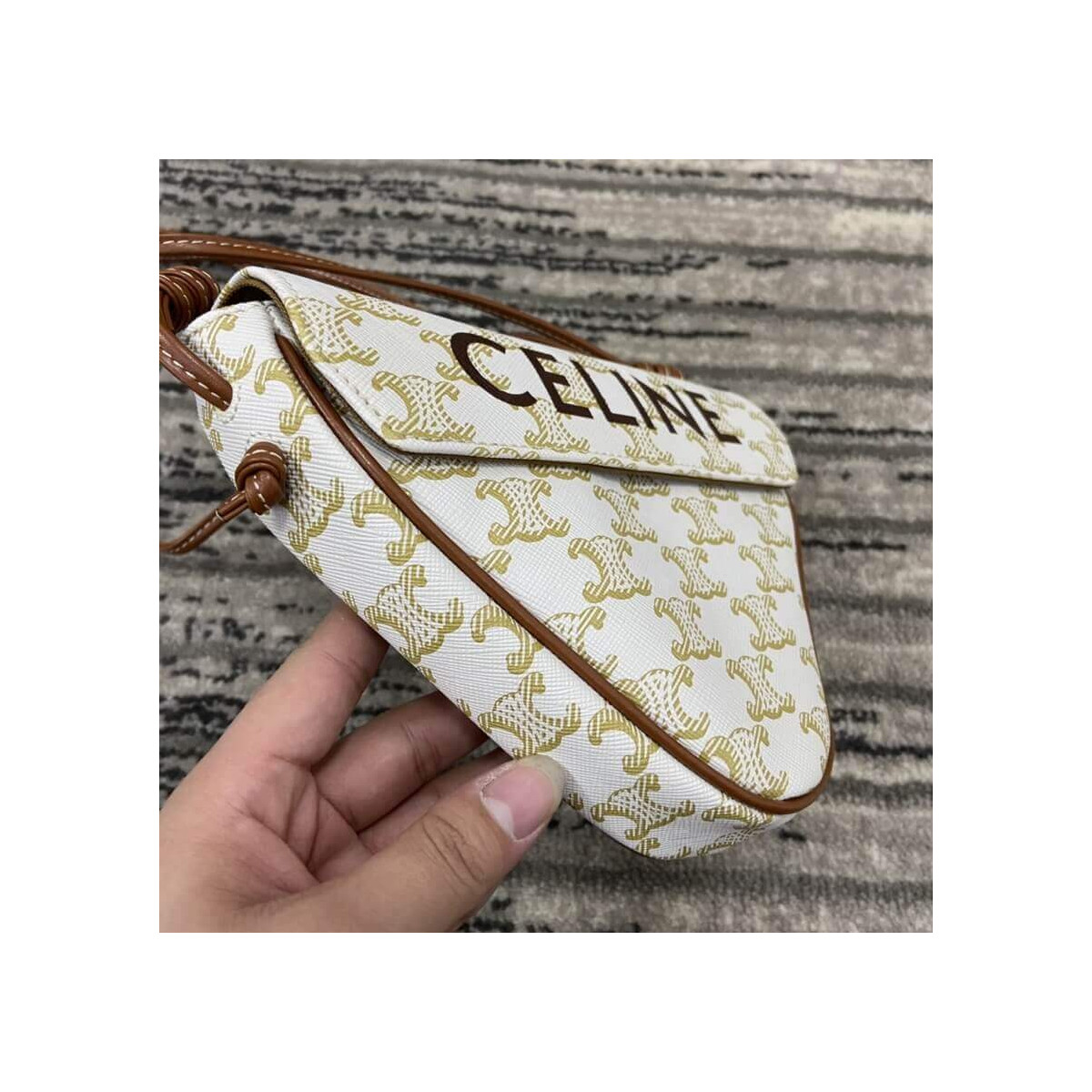 Celine Triangle Bag In Triomphe Canvas With Celine Print 195902