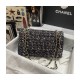 Chanel Classic Flap Bag in Navy Blue &amp; Multicolor Glittered Tweed 1112