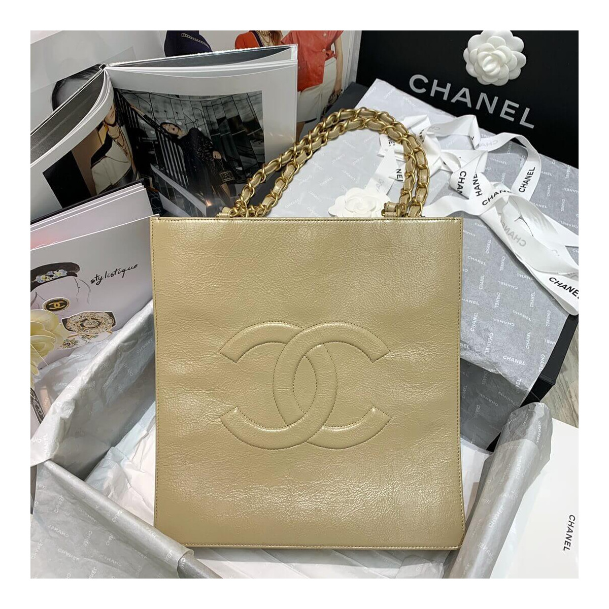 Chanel Shiny Aged Calfskin Shopping Bag AS1945