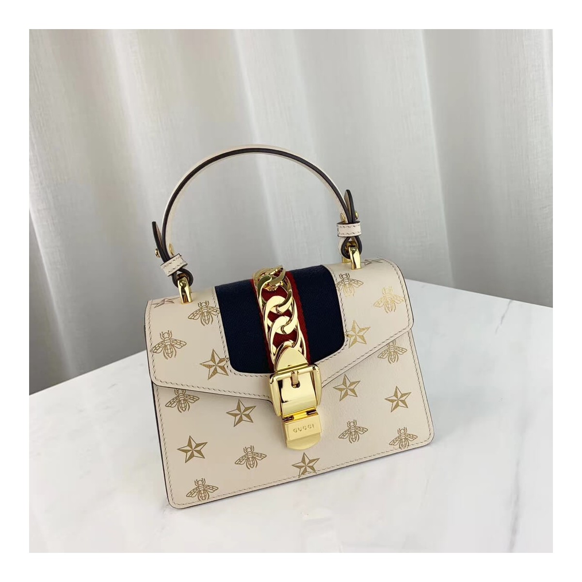 Gucci Sylvie Bee Star Mini Leather Bag 470270