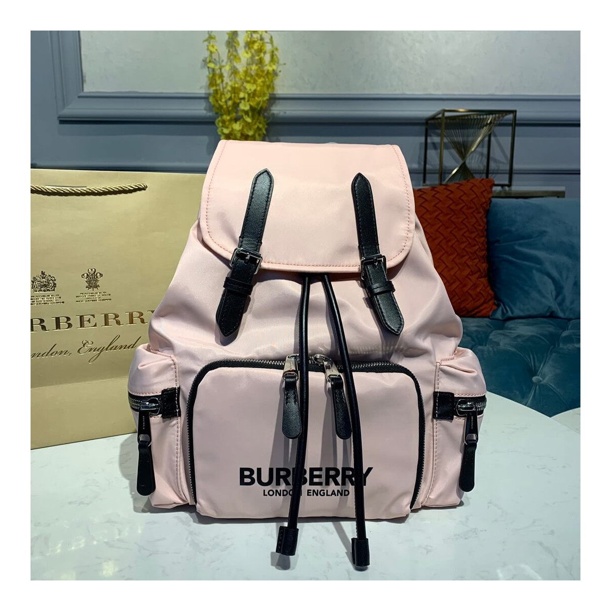 Burberry The Medium Rucksack in Logo Print Nylon 80116181