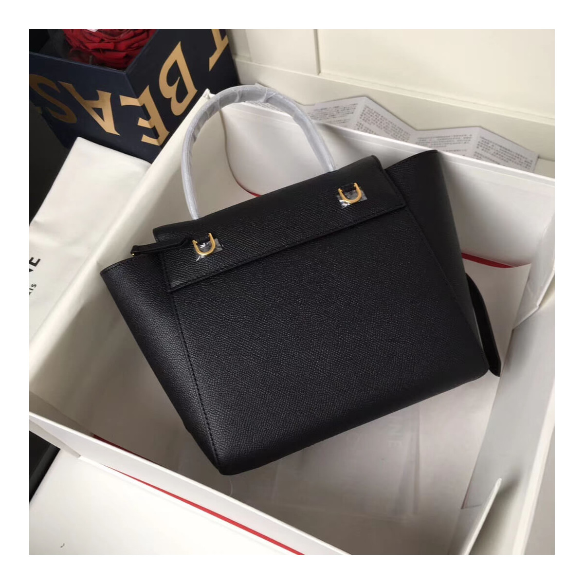 Celine Micro Belt Bag In Grained Calfskin 189153 Black