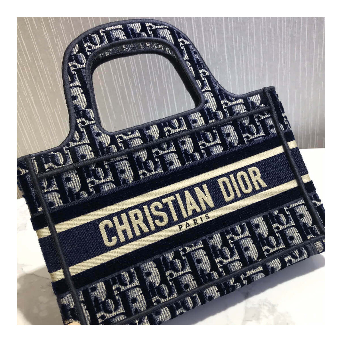 Dior Oblique Embroidered Velvet Mini Book Tote S5475Z