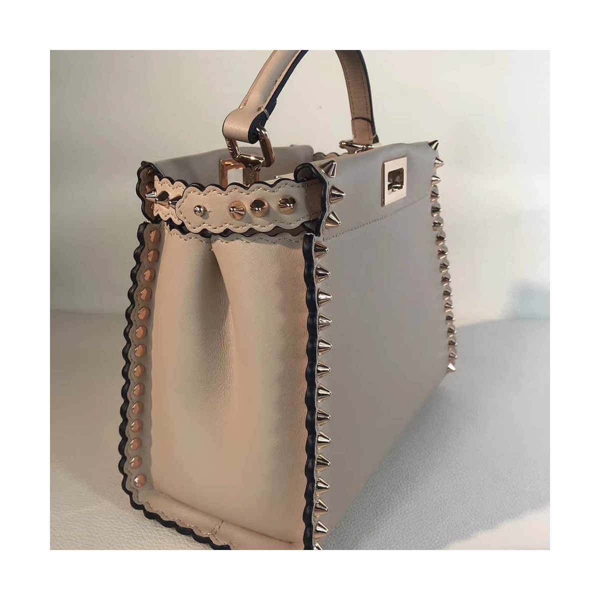 Fendi Peekaboo Mini with Metal-Plated Micro Studs 8BN244