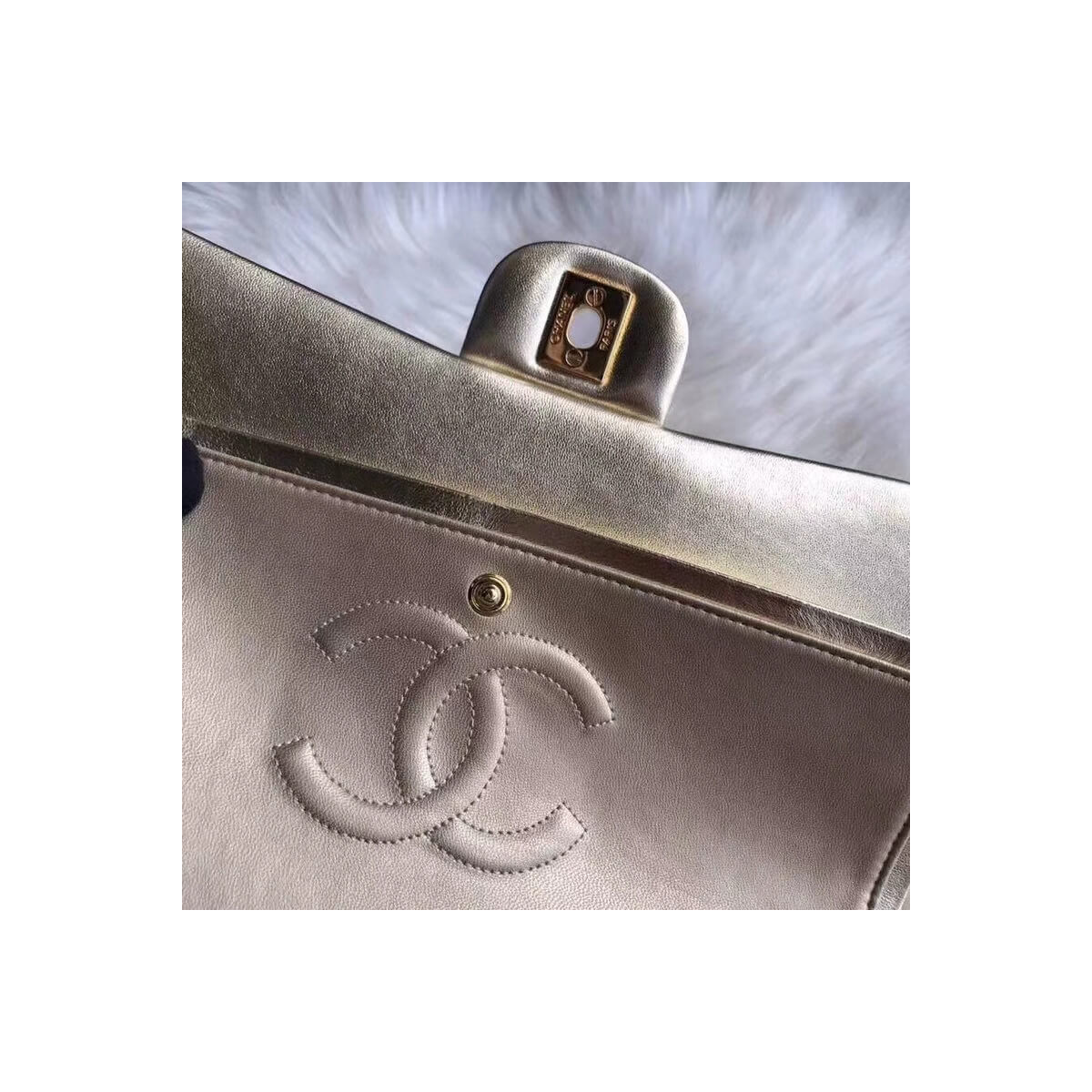 Chanel 1112 Gold Medium Size 2.55 Lambskin Leather Flap Bag