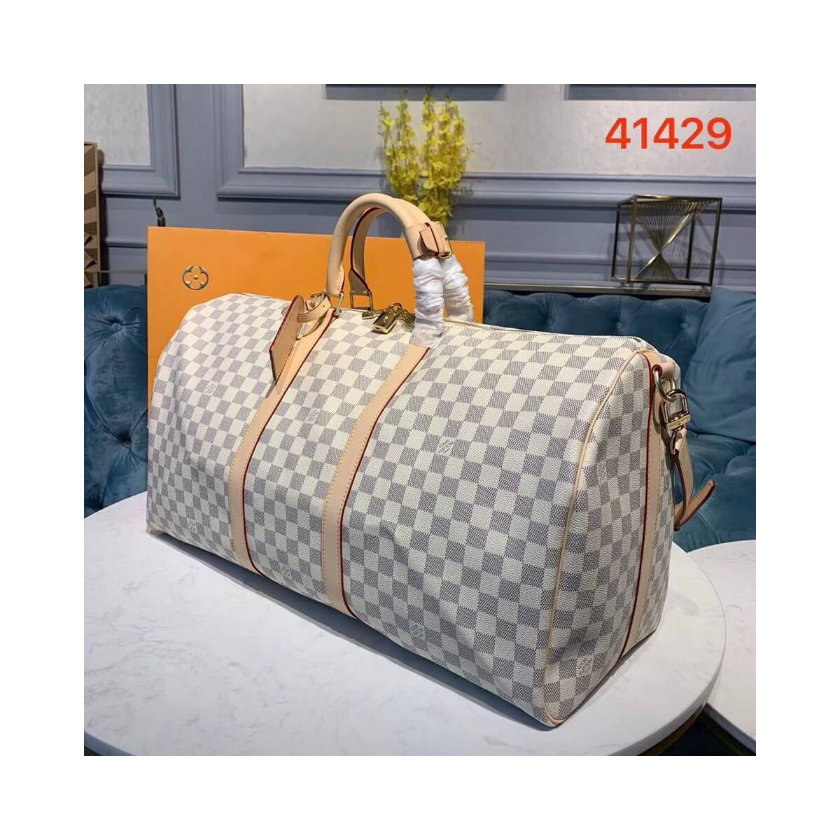 Louis Vuitton Damier Azur Keepall Bandouliere 55 N41429