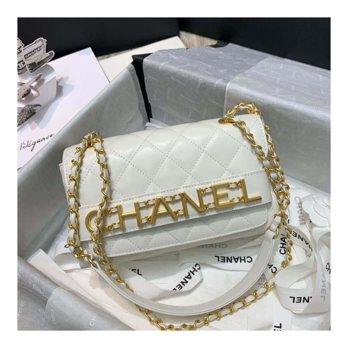 Chanel Front Logo Small Flap Bag AS1490